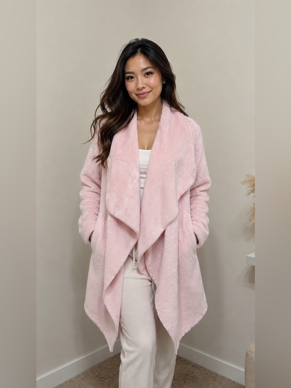 Ardene Soft Pink Draped Open Front Coatigan
